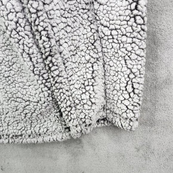 Womens Gray Three Square Faux Fur Sherpa Pullover Jacket 1/4 Zip OU Sooners L - Picture 5 of 11